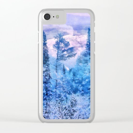 Winter forest in mountains Clear iPhone Case