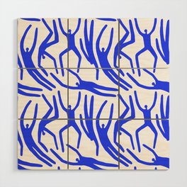 Abstract blue people body figure collage pattern Wood Wall Art