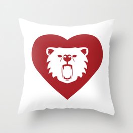 Bear Mascot Cares Red Throw Pillow