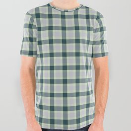 Modern Blue And Gray Farmhouse Buffalo Check Plaid Checkered Pattern All Over Graphic Tee