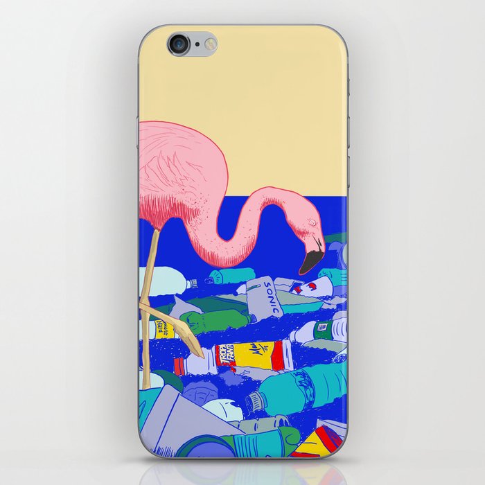 A Flamingo Searches for Dinner iPhone Skin