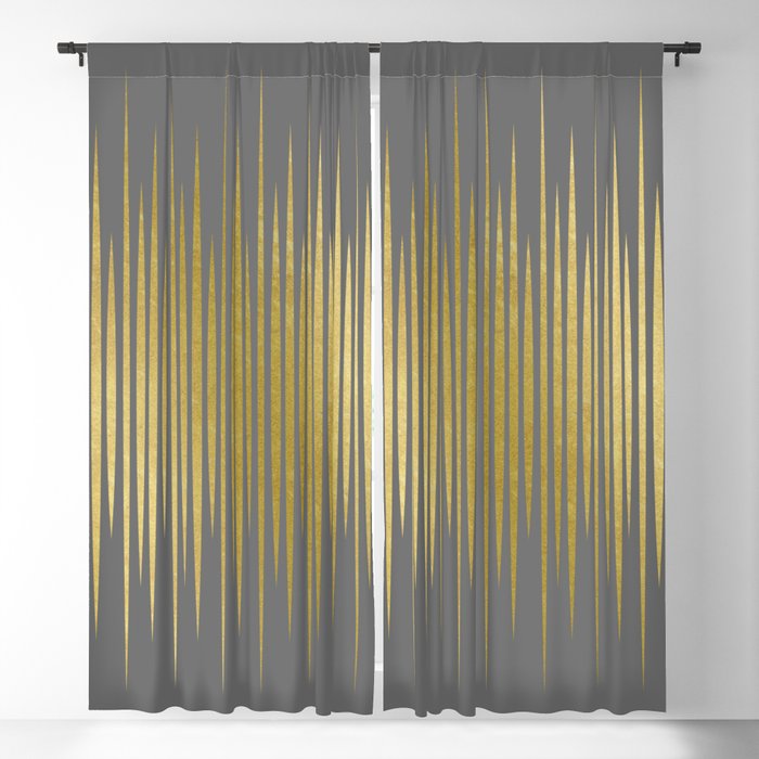 Linear Grey & Gold Blackout Curtain