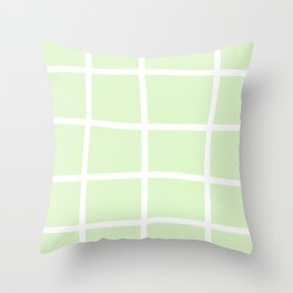 Pastel Cool Mint Green Irregular Checkered  Lines Pattern Throw Pillow