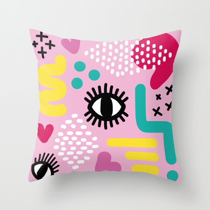 Pink Abstract PopArt Throw Pillow