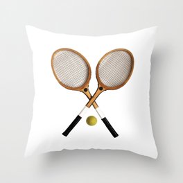Vintage Tennis Rackets and tennis ball   Throw Pillow