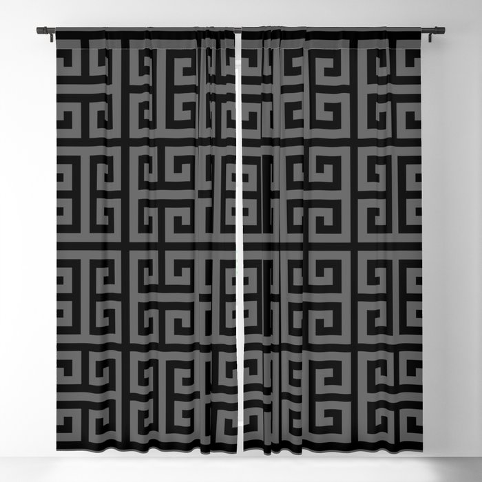 Greek Key (Black & Grey Pattern) Blackout Curtain