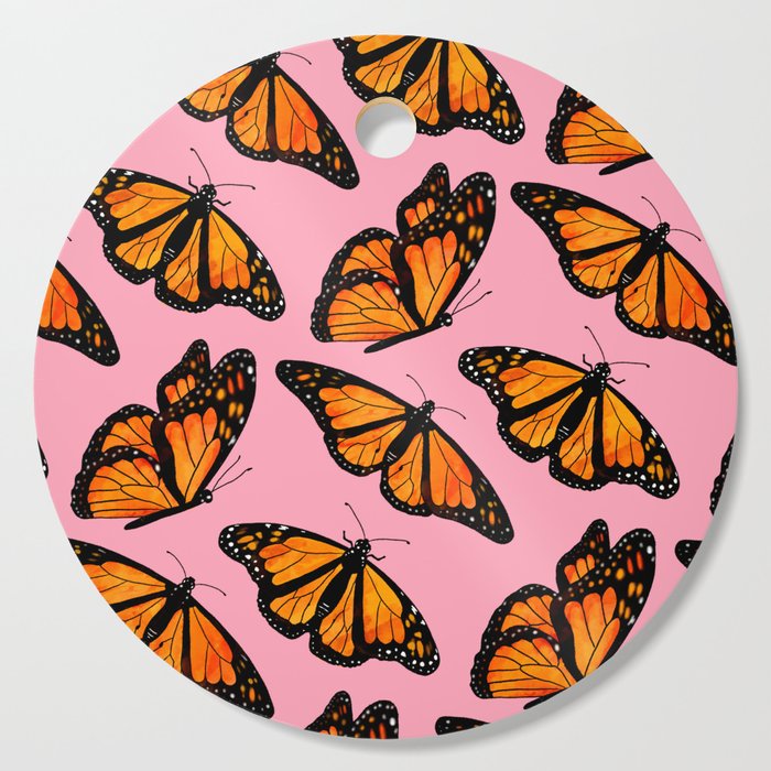Monarch Butterfly Pattern-Pink Cutting Board