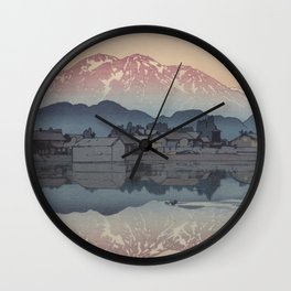 Morning at Itoigawa Woodblock Art Japan Wall Clock