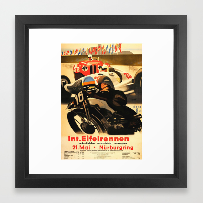 Nurburgring Race Vintage Poster Framed Art Print By Alma Design Society6