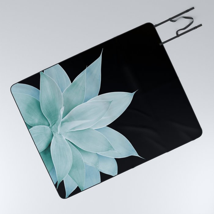 Green Agave on Black 1 tropical decor art society6 Picnic Blanket