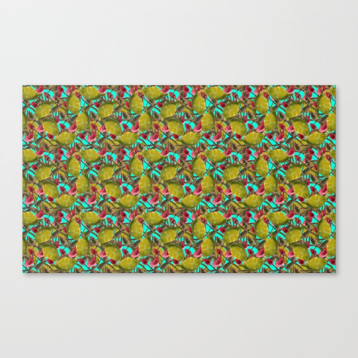 Leaf And Flowers Cian Canvas Print by mantrapop