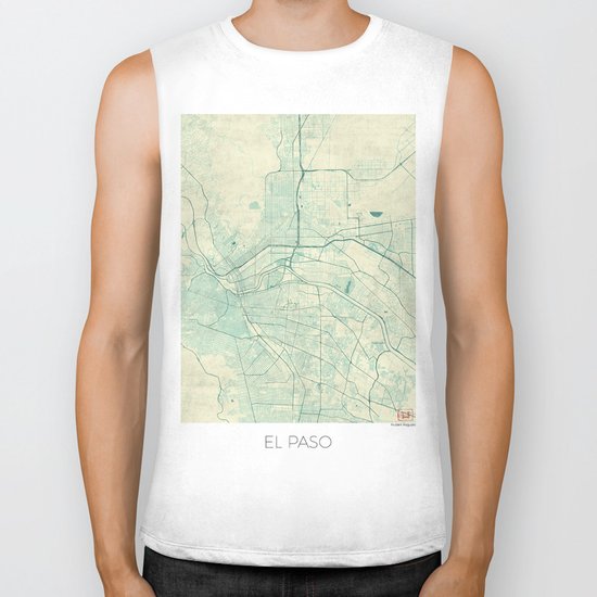 El Paso Map Blue Vintage Biker Tank