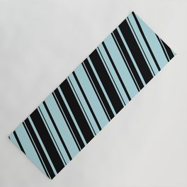 [ Thumbnail: Powder Blue and Black Colored Striped Pattern Yoga Mat ]