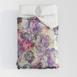 Vintage bohemian rustic pink lavender floral Comforter