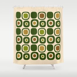 Mid Century Modern Modern Organic Shapes Pattern 321 Green Shower Curtain