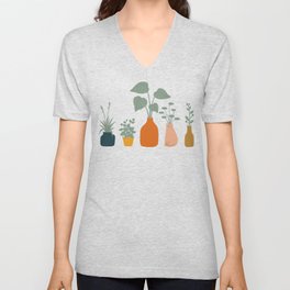 Cat and Plant 9 V Neck T Shirt