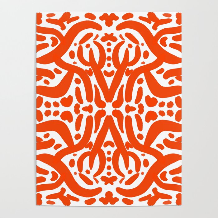 Wild Animal Print Red and White Poster