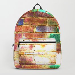 sunshine rainbow distressed painted brick wall ambient decor rustic brick effect Backpack
