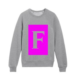 F MONOGRAM (WHITE & FUCHSIA) Kids Crewneck