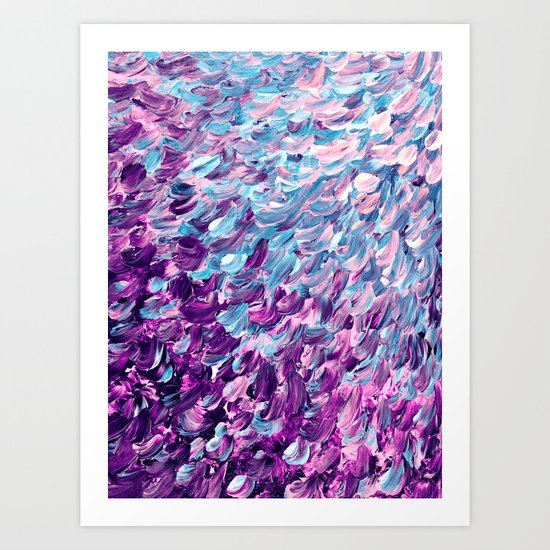 FROSTED FEATHERS 1 Colorful Lavender Purple Lilac Serenity Rose Quartz Ombre Ocean Splash Abstract Art Print