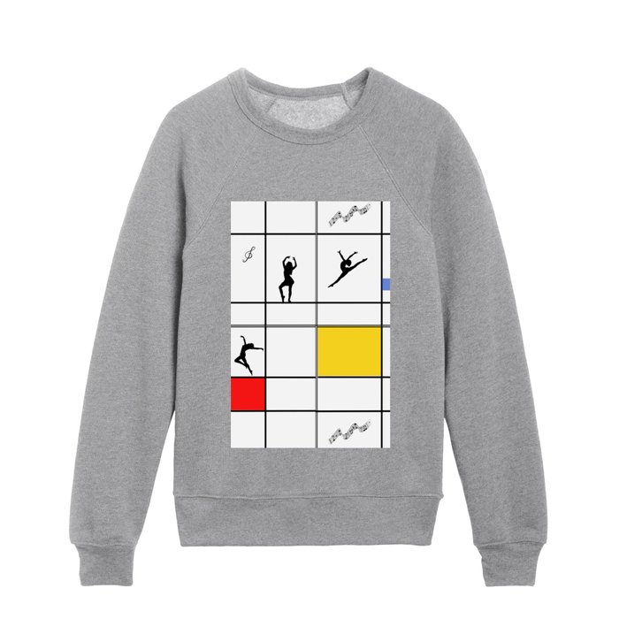 Dancing like Piet Mondrian - Composition with Red, Yellow, and Blue Kids Crewneck