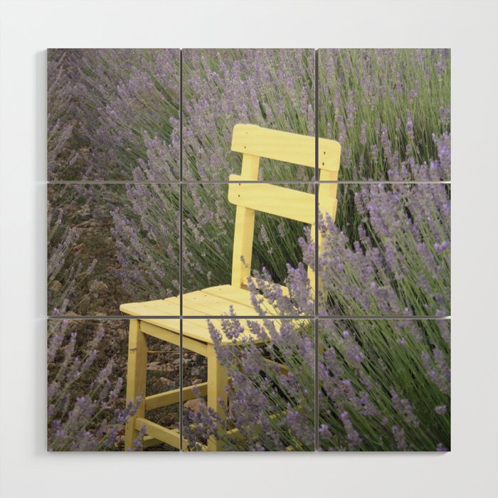 Yellow Chair In A Lavender Field Photograph Wood Wall Art