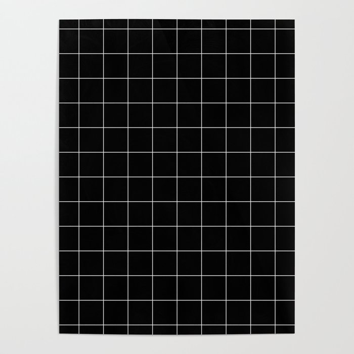 Windowpane Check Grid (white/black) Poster