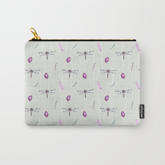 Elegant blush lavender lilac dragonfly diamond pattern Carry-All Pouch