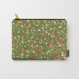 Christmas Spatter Paint in Retro Xmas Red, Cream, Gold, and Olive Green Carry-All Pouch