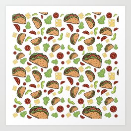 Taco Tuesday Art Print | Eldelpaso, Trendy, Tacobell, Travel, Digital, Drawing, Tomato, Cheese, Ontrend, Food 