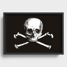 Skull and Crossbones | Jolly Roger | Pirate Flag | Black and White | Framed Canvas