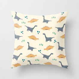 Cute Dinosaurs Print On Pastel Background Pattern Throw Pillow