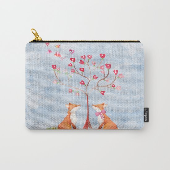 Fox love- foxes animal nature _ Watercolor illustration on #Society6 Carry-All Pouch