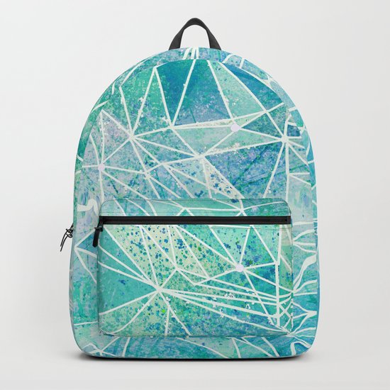 aquamarine with white geometry space Backpack