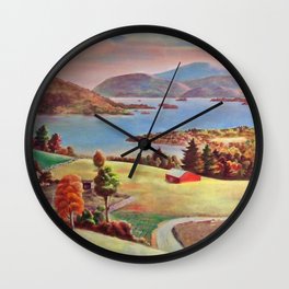 Lake George, Adirondack Mountains, New York pastoral landscape painting by Judson Smith Wall Clock