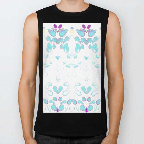 Summer Vibes, Blue and Purple Neon Leaves Biker Tank
