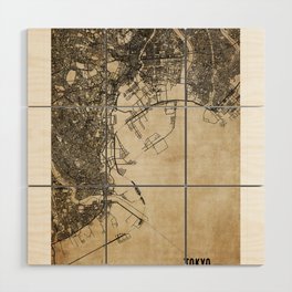 Tokyo japan vintage map Wood Wall Art