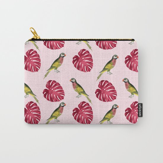 parrots and red leaves Carry-All Pouch