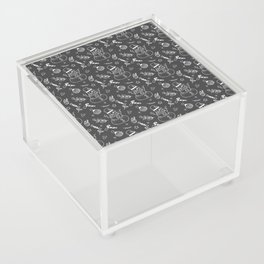 Dark Grey and White Christmas Snowman Doodle Pattern Acrylic Box