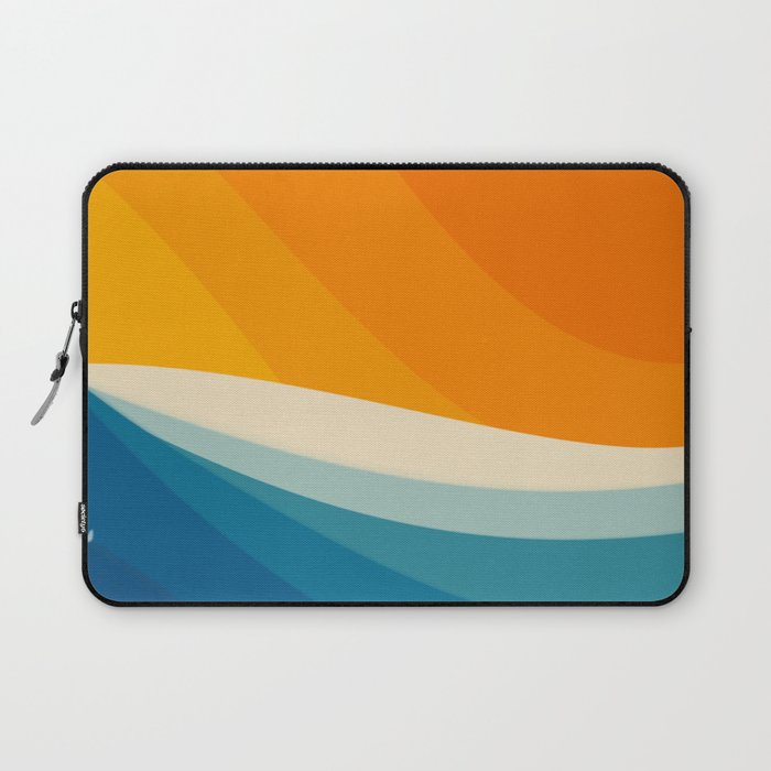 Abstract colorful landscape with wavy sea and sun Laptop Sleeve