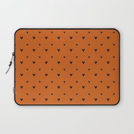 Small sketchy black hearts pattern on orange background Laptop Sleeve