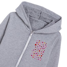 Valentine's Day Hearts - red, viva magenta and orange Kids Zip Hoodie