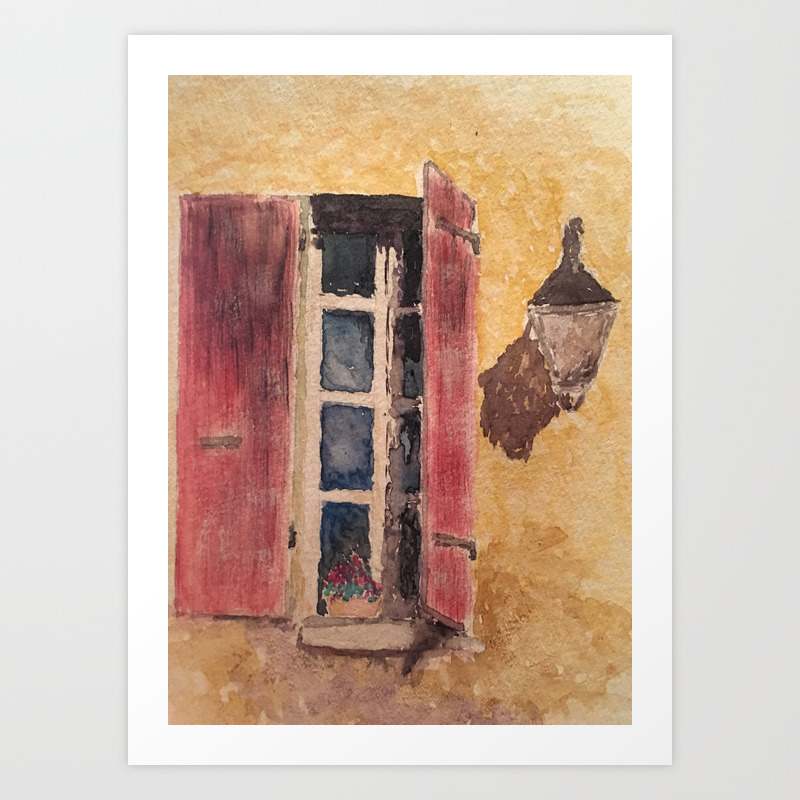 European Window Watercolor Painting Art Print By Casaleart Society6