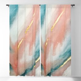 Celestial [3]: a minimal abstract mixed-media piece in Pink, Blue, and gold by Alyssa Hamilton Art Blackout Curtain