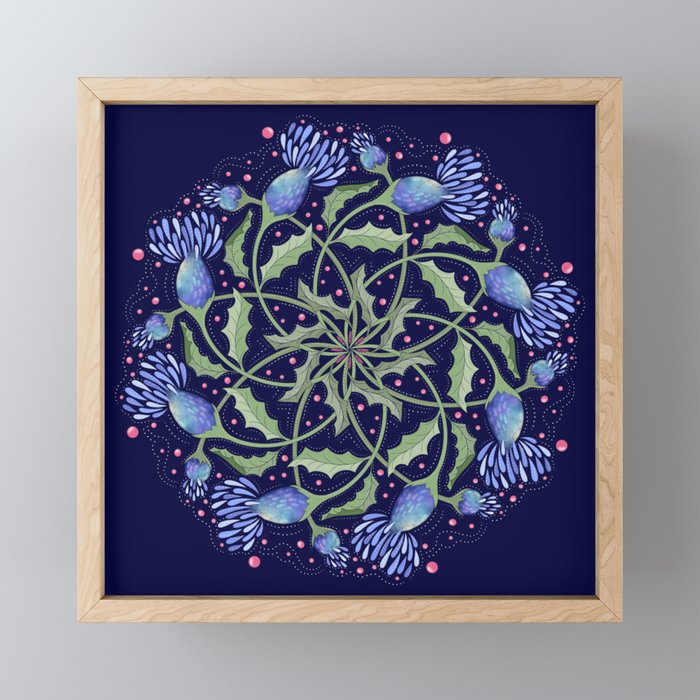 Mandala Wildflower Folk Art Framed Mini Art Print