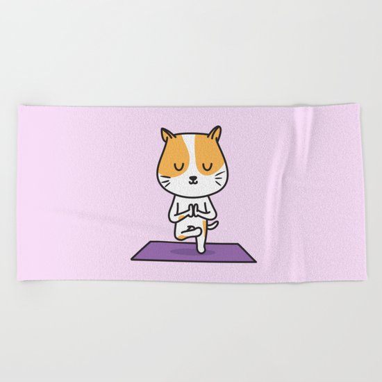 Yoga Cat Beach Towel