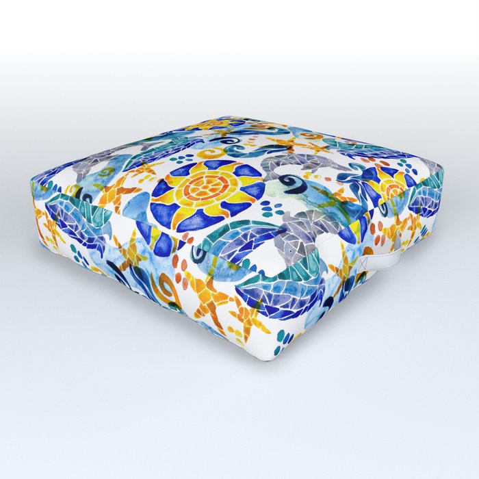 Summer Sun Mosaic Pattern Outdoor Floor Cushion