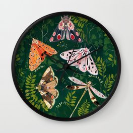 Moths and dragonfly Wall Clock