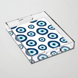 Blue Evil Eye Pattern Acrylic Tray