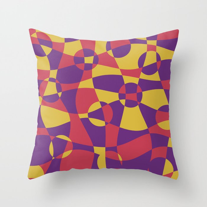 Abstract Geometric Pattern - Purple & Yellow Throw Pillow